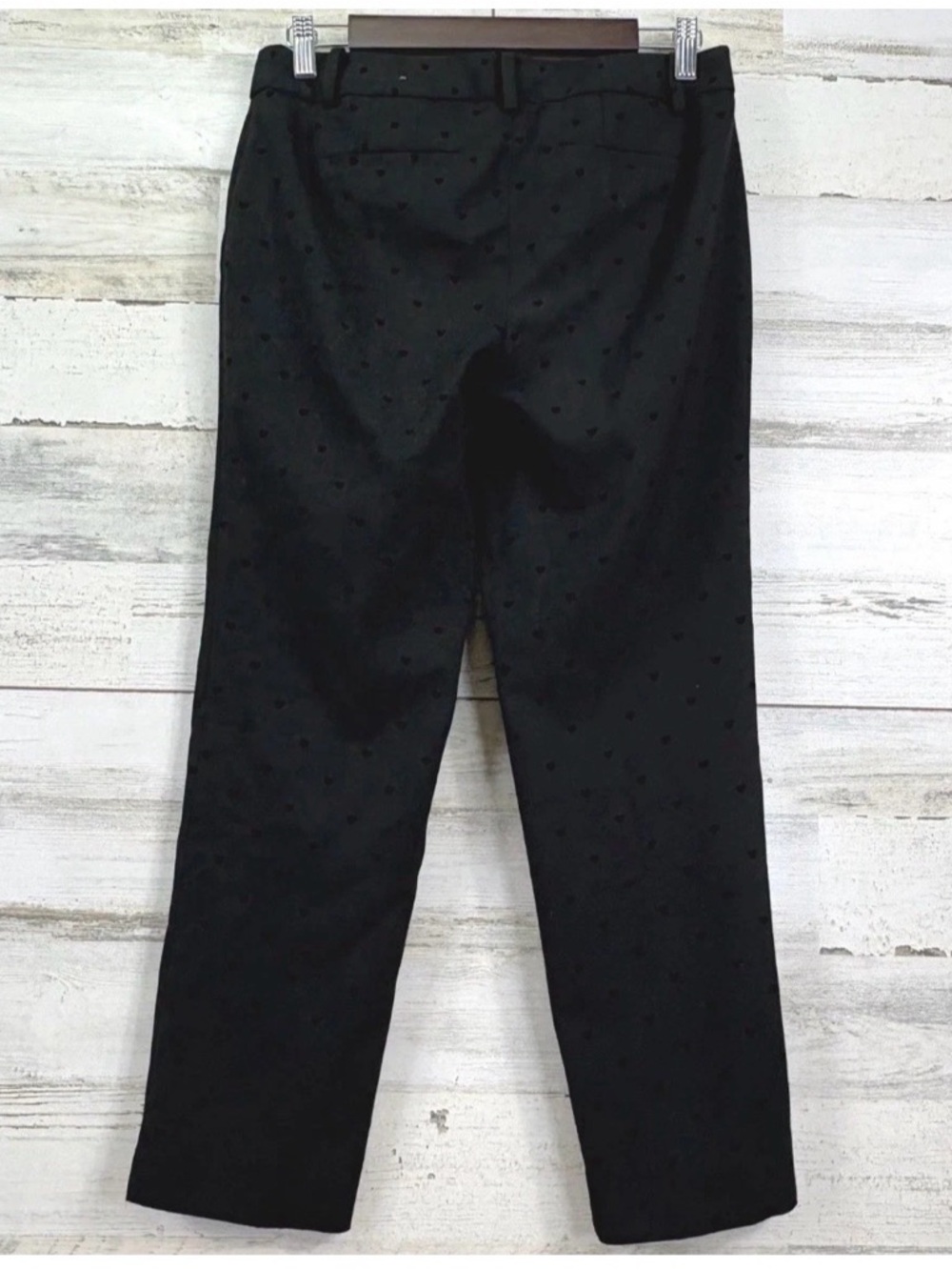 Talbots Hampshire Ankle Pants Size 12 Black Flocked Heart Print Career Preppy - Picture 5 of 14
